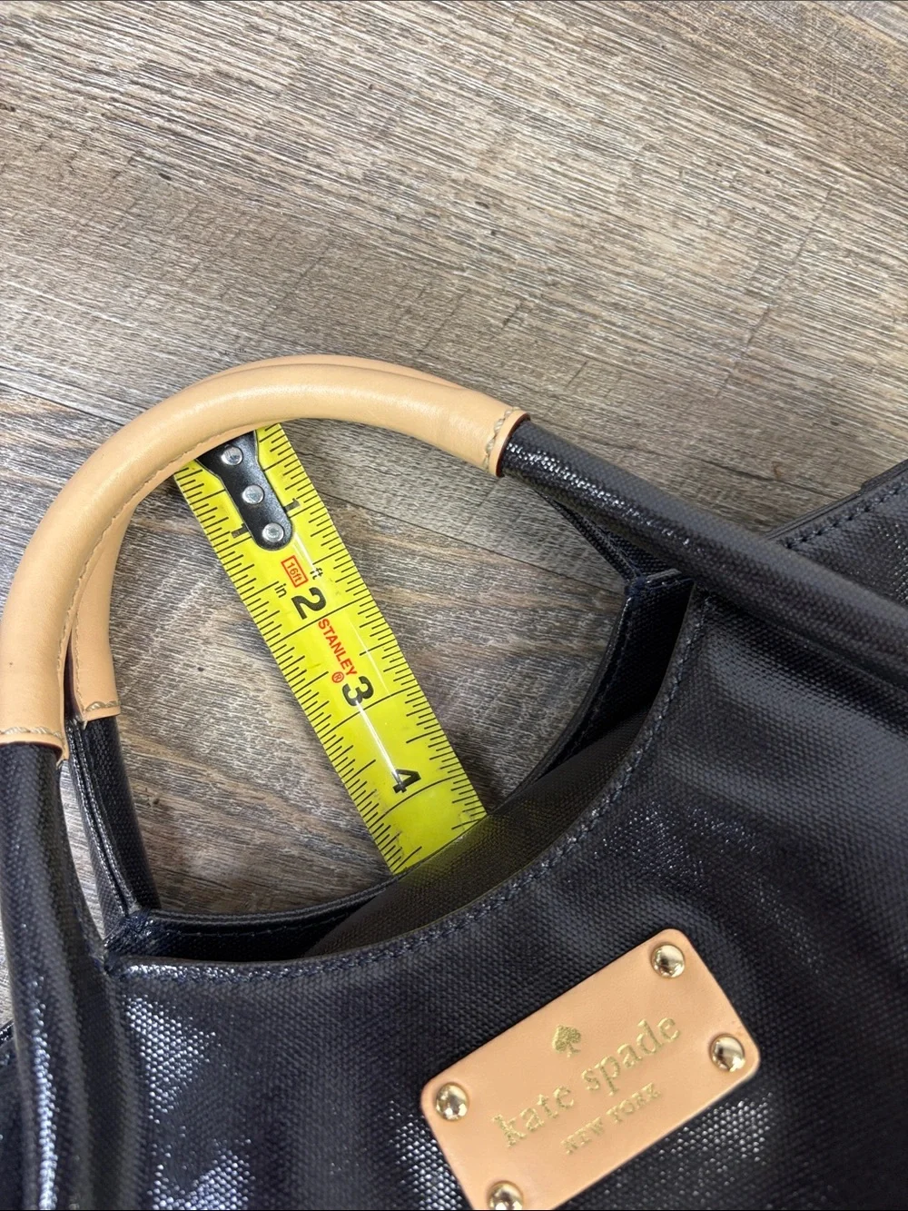 Kate Spade New York Fulton Street Satchel Black & Tan Leather Handle Tote
